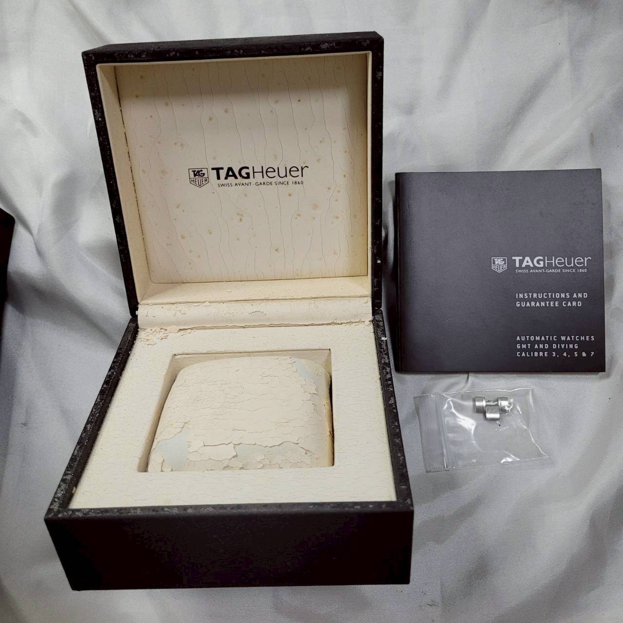 Genuine TAG Heuer Watch Box 2013 Black & Booklet & Card & Watch Strap Joint Used