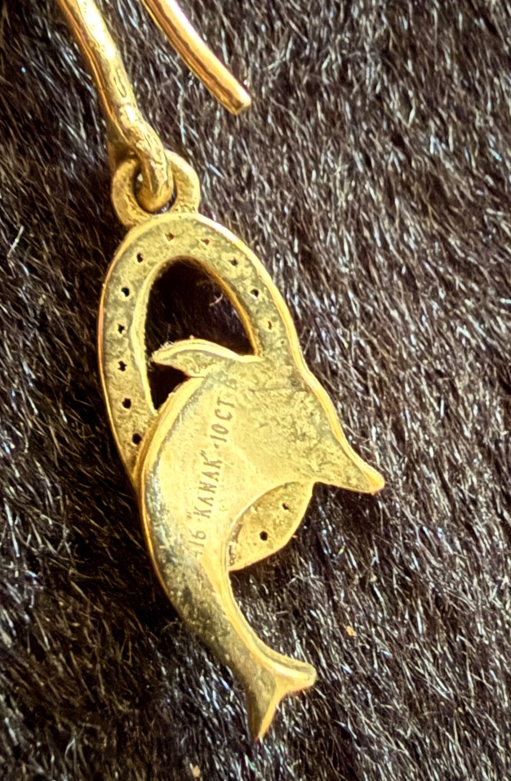 1OK Yellow Gold Dolphin & Diamond Dangle Earrings by Kanak Aprox. 2.74 Grams