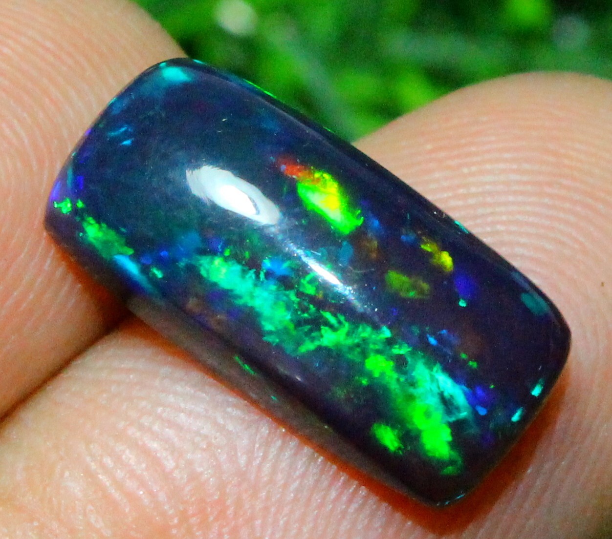 3.95cts Natural Multi Color Black Opal Octagon Cabochon 8x17mm Loose Gem
