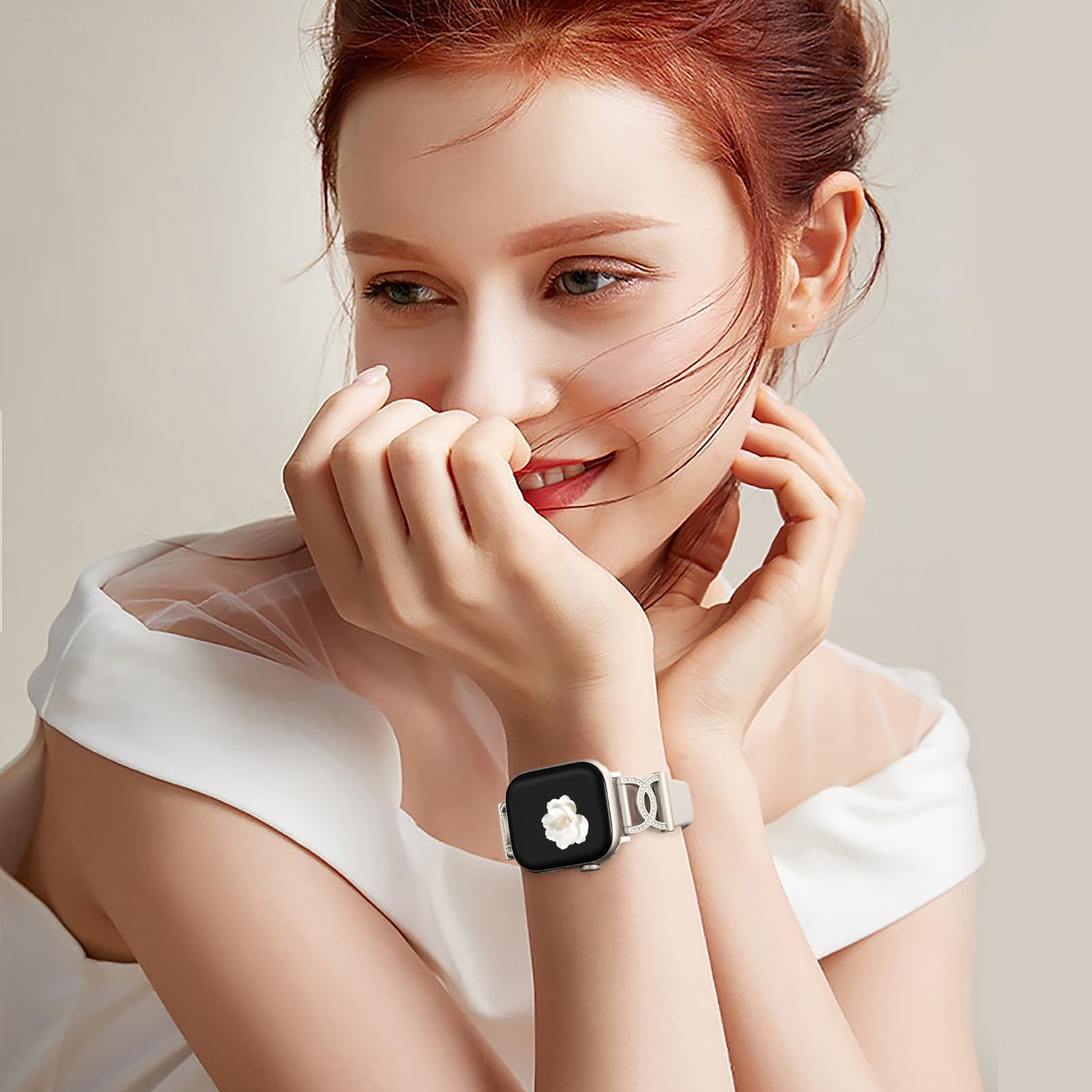 DaQin Slim Silicone Band 38mm/40mm/41mm/42mm(series 11 10), Diamond Starlight