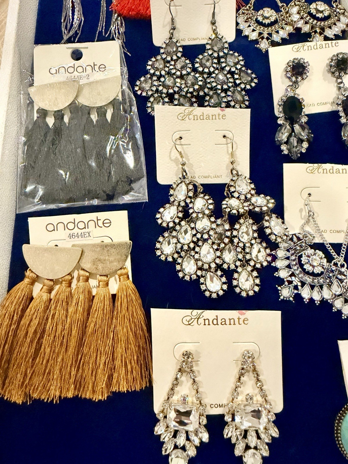 Andante Earrings Lot 14 Pairs NWT Rhinestone Tassel Statement Fashion Jewelry