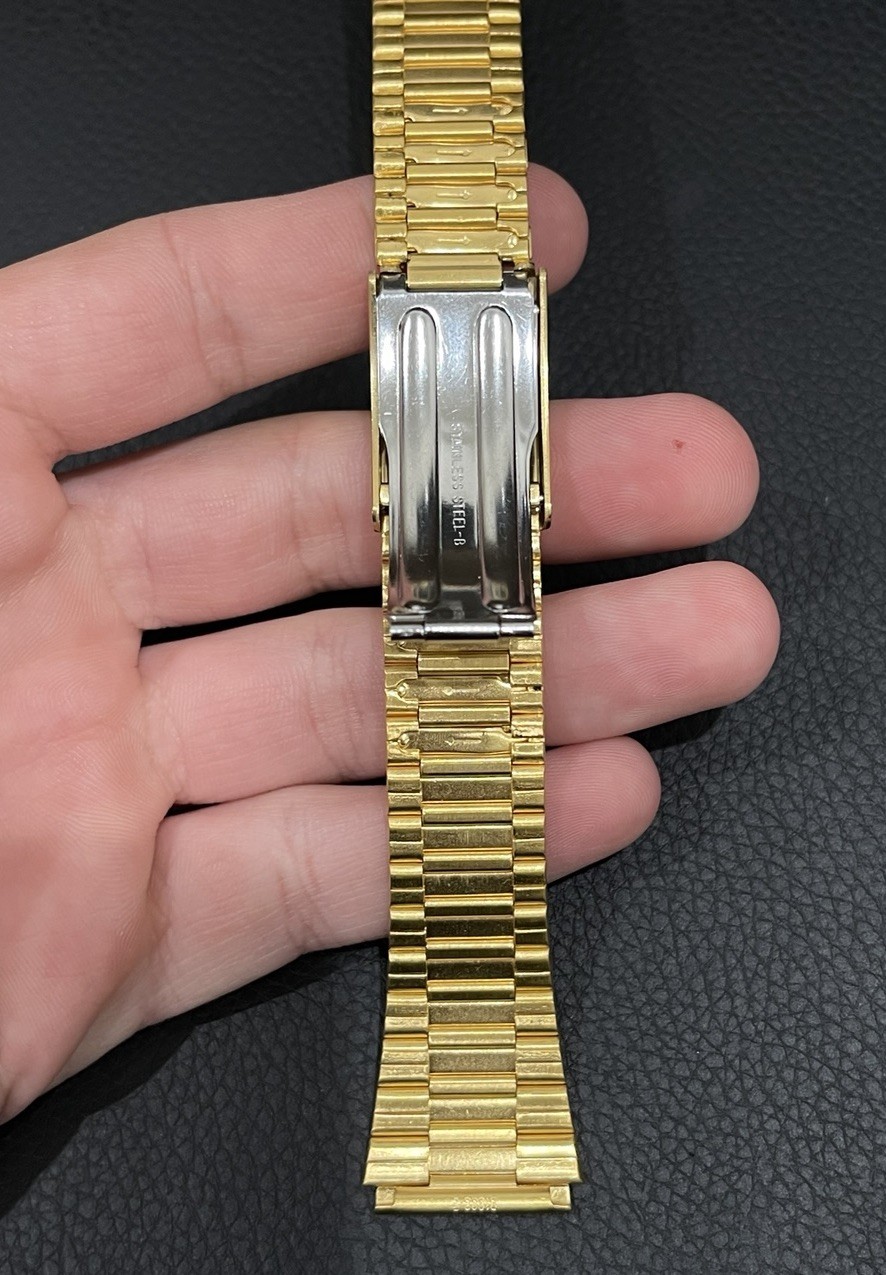 Seiko Yellow tone Gold Tone Link Watch Bracelet Band Fold Over Buckle Clasp