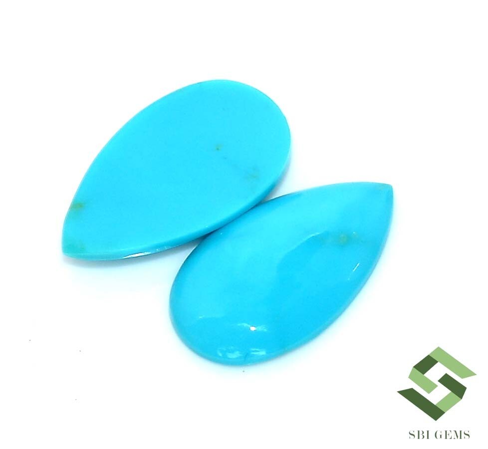 18×10 mm Natural Sleeping Beauty Turquoise Pear Cabochon Pair 7.16CTS Loose Gems