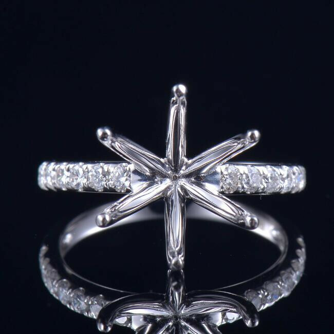 Round 11MM Natural Diamond Women Prongs Ring Engagement Semi Mount Platinum 950