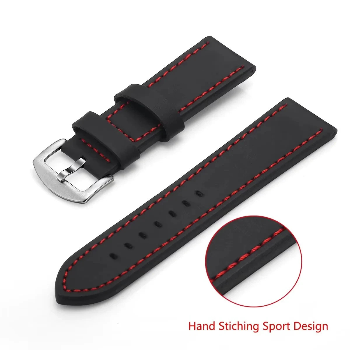 Classic Leather Watch Strap Sport Band Quick Release Steel Buckle 18mm 20mm 22mm