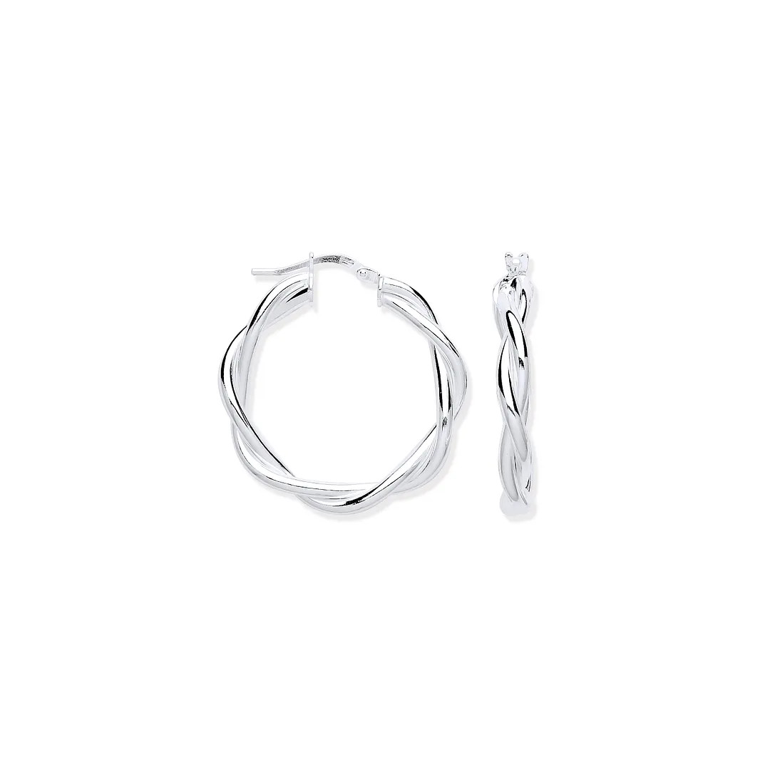 Hoop Earrings Sterling Silver Twist 25mm Womens Jewellery