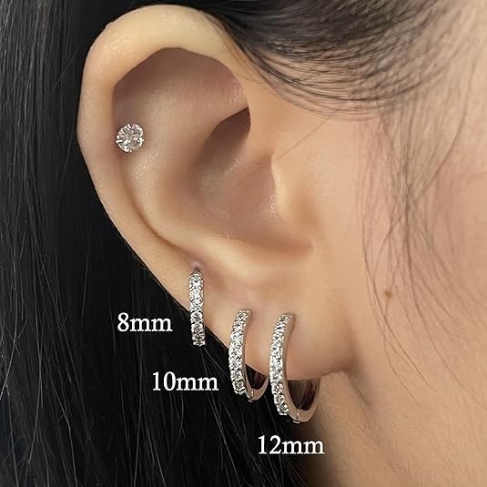 6Pares Aretes De Plata 925 Circonita Cúbica Pendientes Para Mujer Niñas Moda En