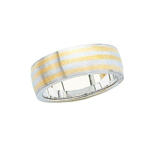 14k two Tone Gold Wedding Band Ring 7.5 mm size 4 to 13 Beautiful and comfort