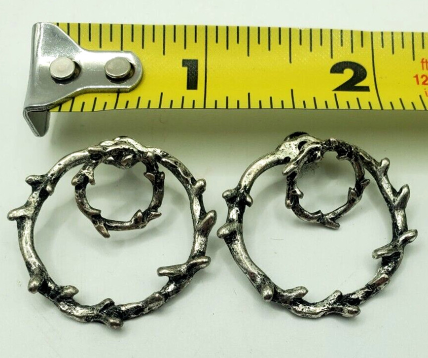 Fashion Crown of Thorns Earrings Two Sets in One Silver Tone Pierced Earrings