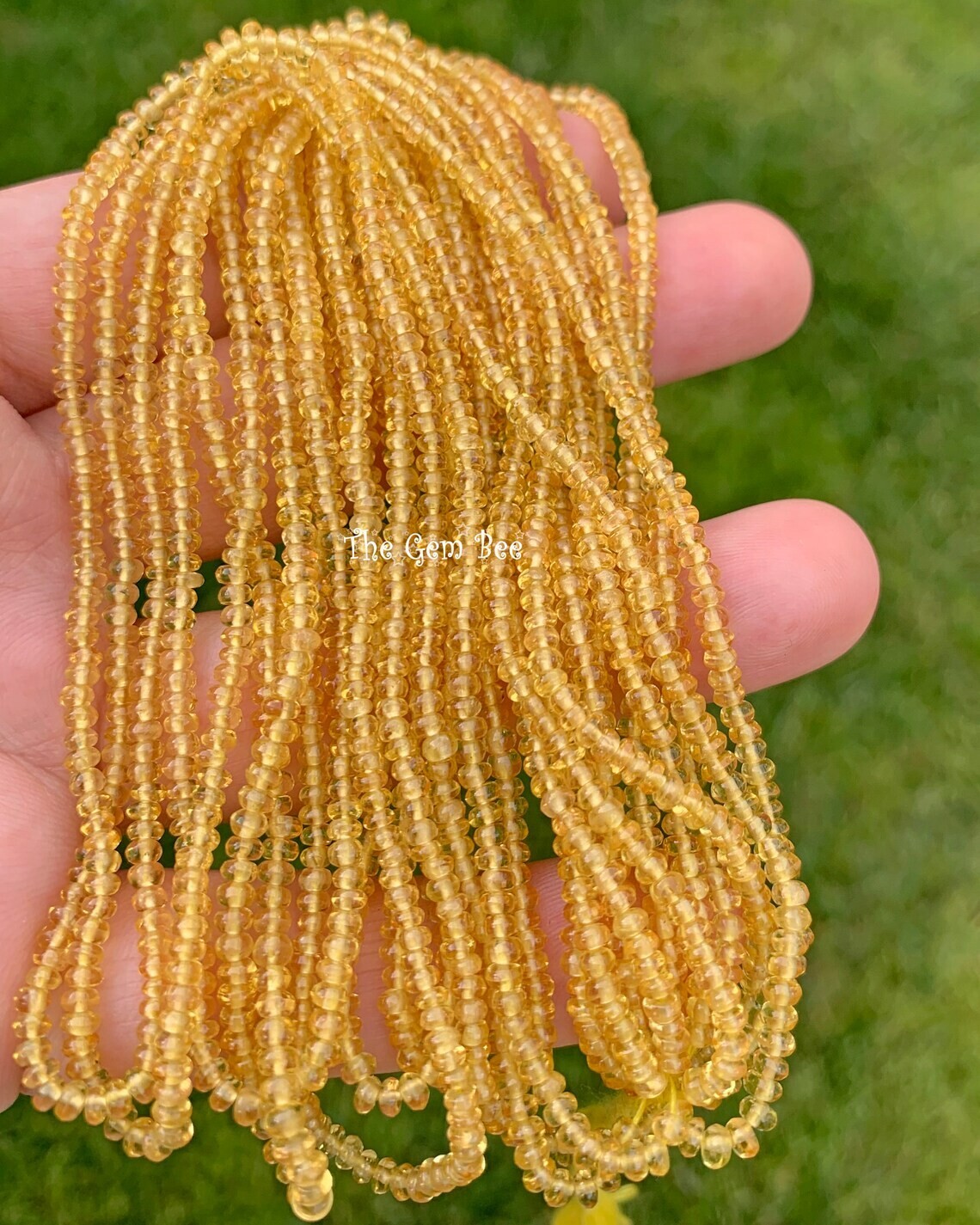 2.8mm Petite Natural Golden Yellow Sapphire Smooth Rondelle Beads 16″ Strand