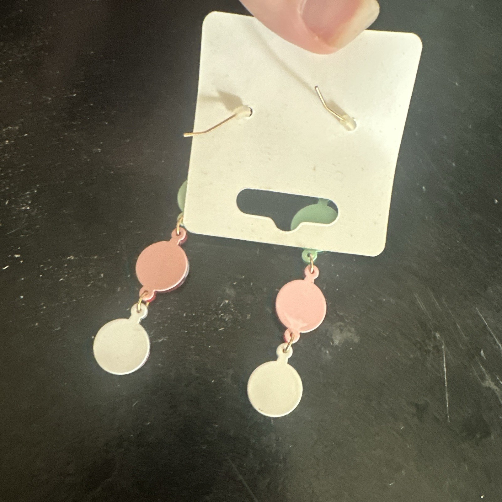 Christmas Ornament Tree Dangle/Drop Earrings Multicolor Metal Hook No Stone