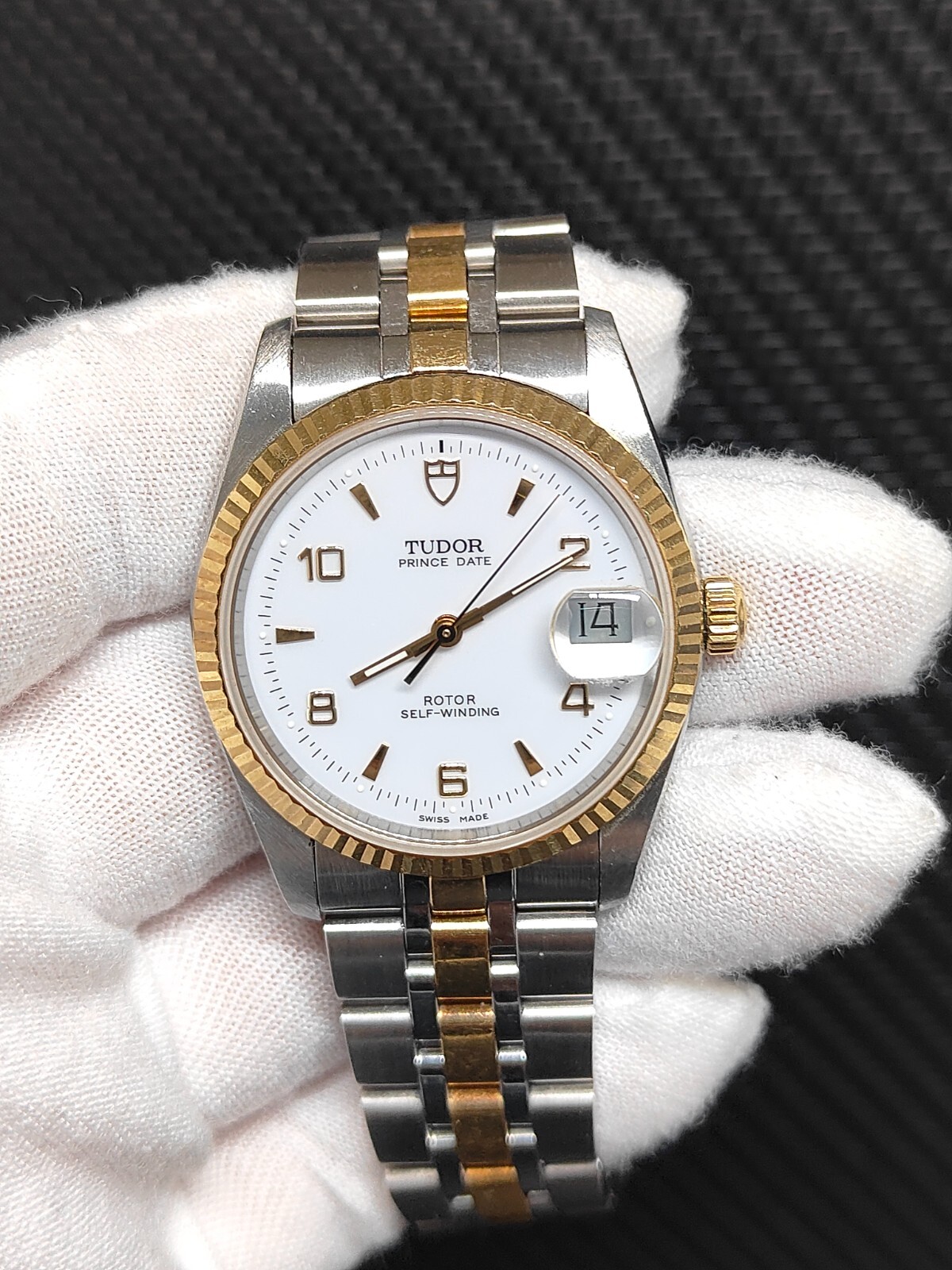 18K GOLD TUDOR 74033 PRINCE OSYTERDATE SWISS 2824 AUTOMATIC MEN WATCH