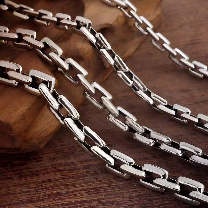 Pure S925 Sterling Silver Chain 8mm Solid Square O Link Bracelet 34-35g 8.67in