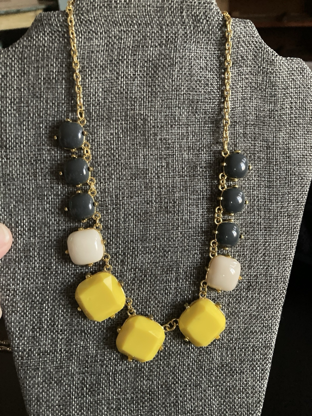3 Charming Charlie Necklaces Yellow/Gray/White, Black/Gray, White Fashion Jewels