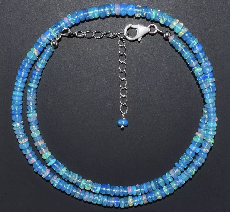 16 inch Natura Ethiopian Opal Beaded Necklace Opal Beads necklace 3-5MM Opal