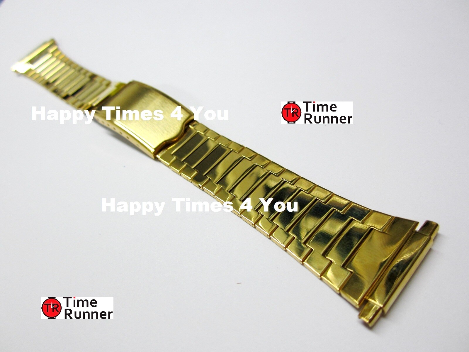 16mm 17mm 18mm 19mm 20mm 21mm 22mm Gloss Gold Tone Mens Watch Band Bracelet