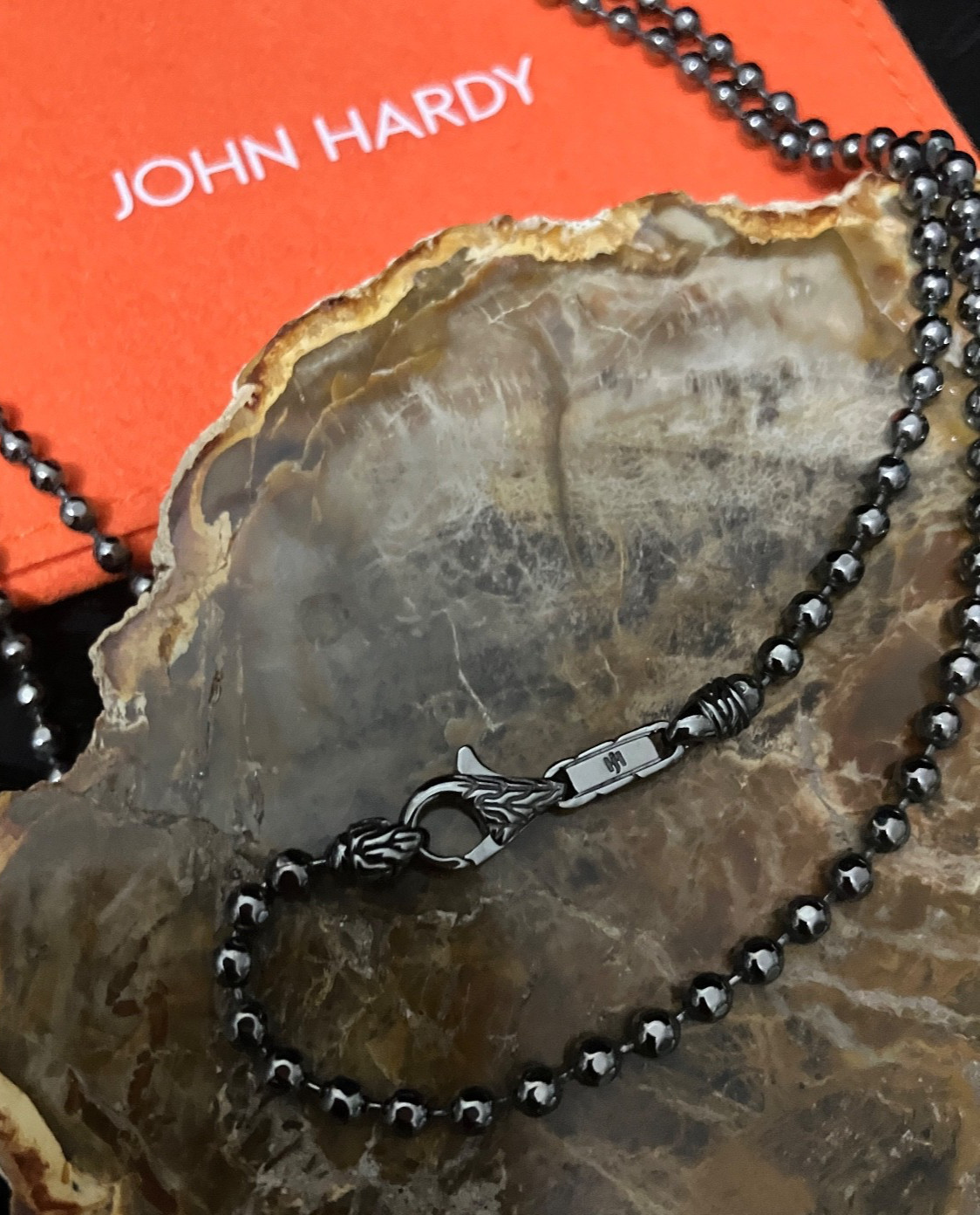 💕John Hardy 3mm Ball Chain Necklace Sterling Silver w/ Black Rhodium 26″ NWOT
