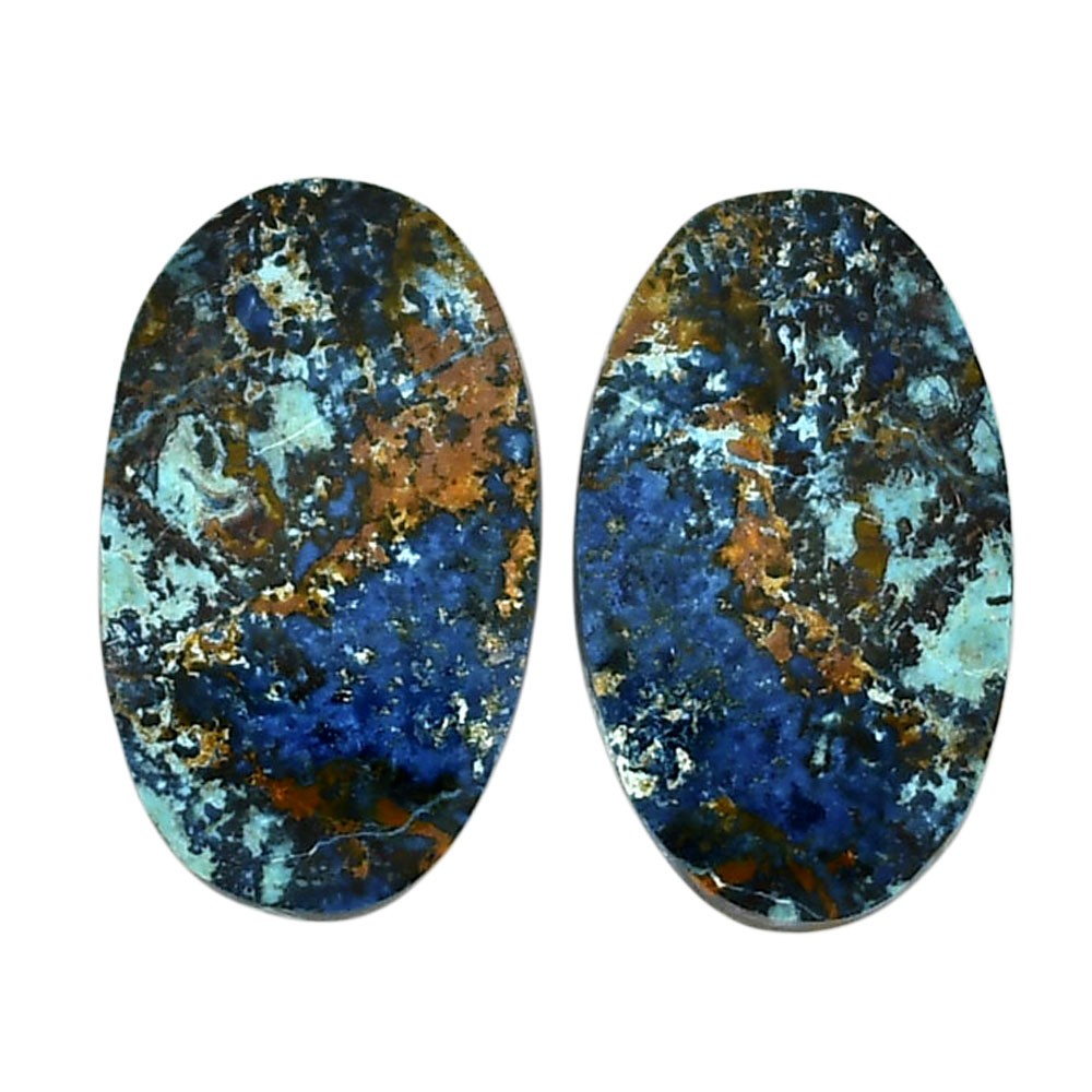 Natural Shattuckite Pair 13.8×23.3×3.7 mm Oval Polished Gemstone LS39-04626