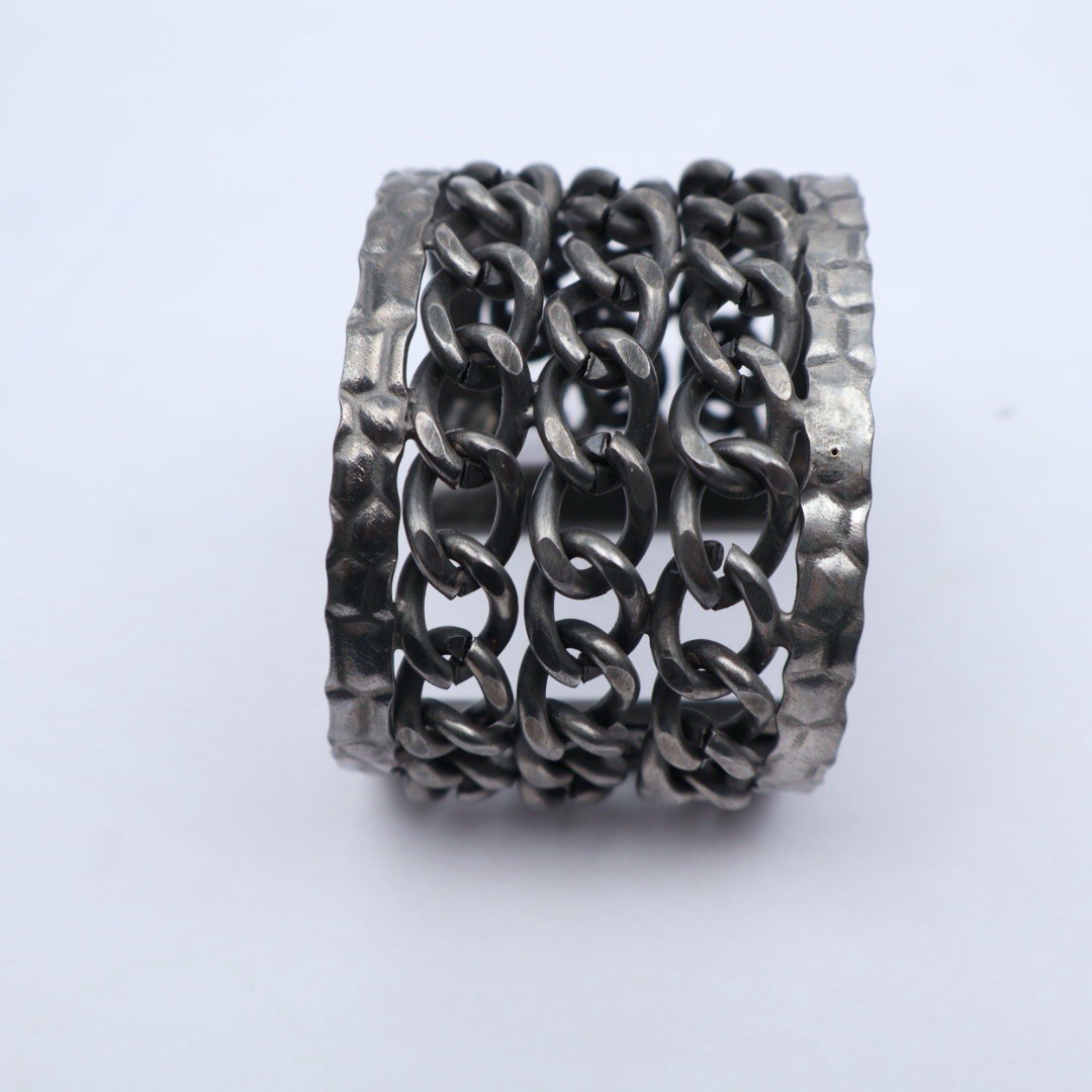 Wearable Fashion Jewelry Goth Grunge Biker Heavy Chunky Metal Black Silver Gold