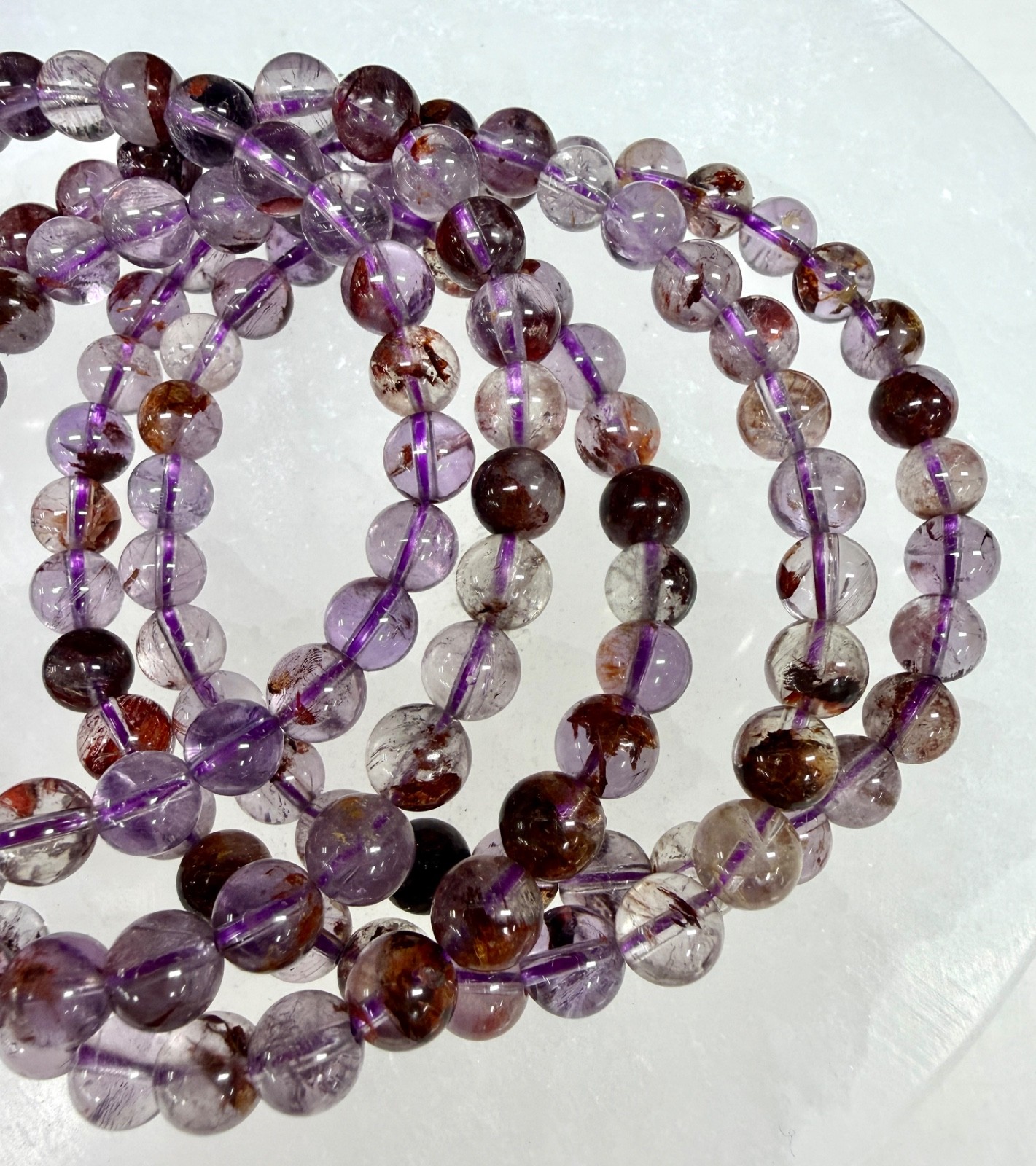 Wholesale 6 Pcs 6mm Natural Super 7 Crystal Healing Stretch Bracelet 7.5”