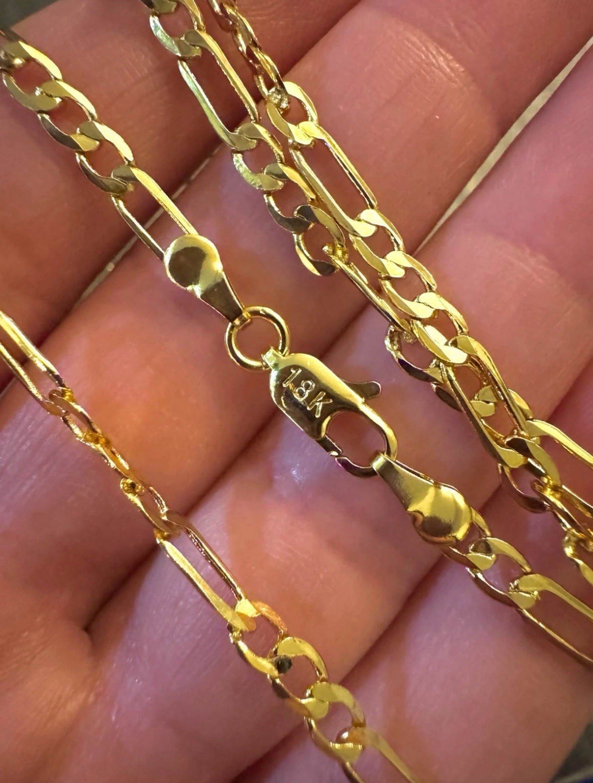18k Marked Gold Filled Figaro Necklace Chain Link 22 Inch Yellow Gold Jewelry