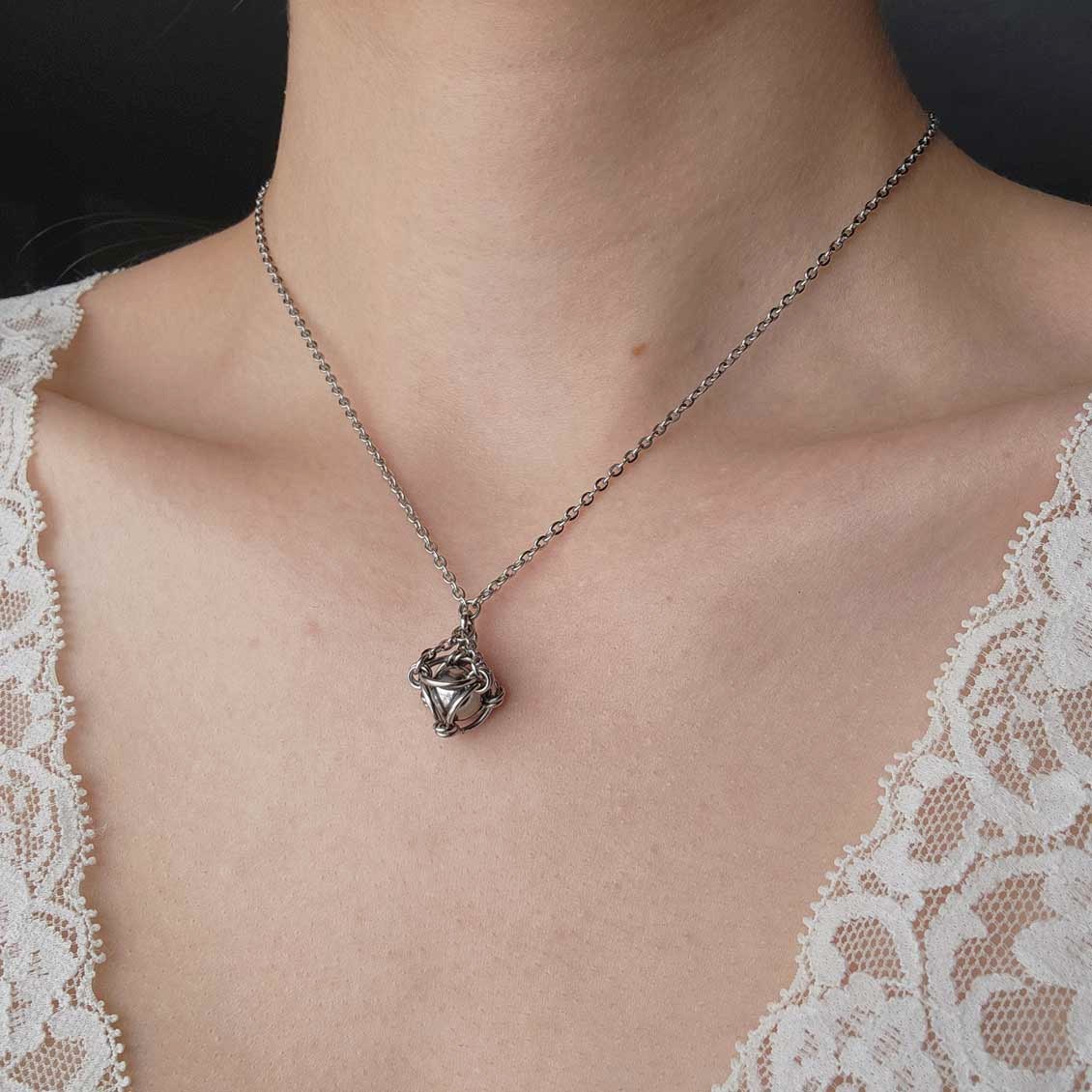 Vintage small silver stainless steel necklace