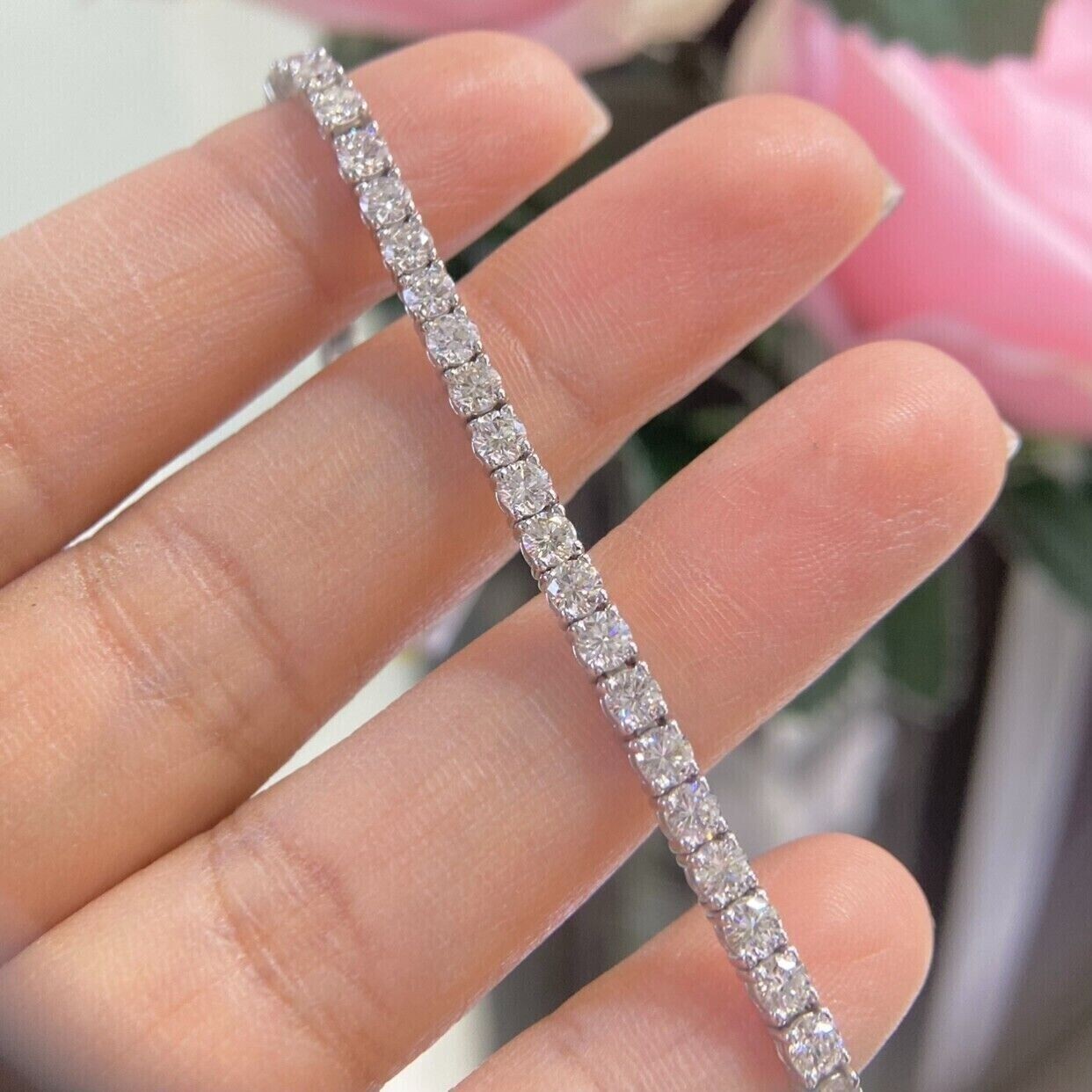 6.60CT Round Lab Grown Diamond Anniversary Gift Tennis Bracelet 14k White Gold