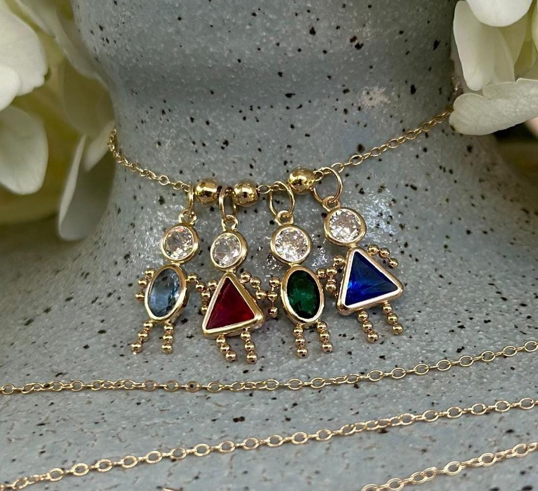 10K 14K Yellow Gold Birthstone All Months Girls Boys – Pendants for Moms