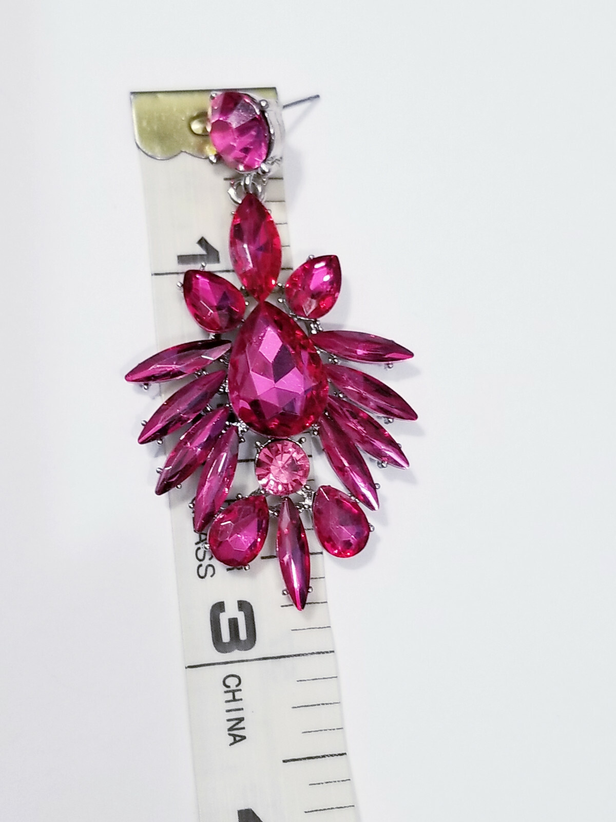 Clear Chandelier Drop Earrings Rhinestone Crystal 2.8 in