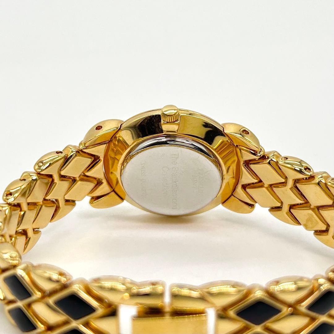 Franklin Mint Diamond Black Quartz Watch Gold/Black Used