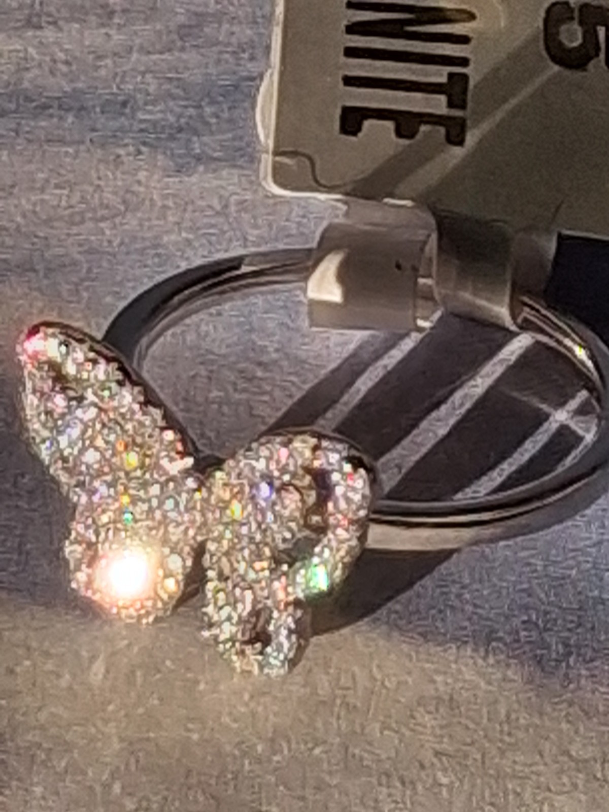 1ctw Moissanite Butterfly Ring In Rhodium Platinum Plate .925 Ster. Silv. Sz 6