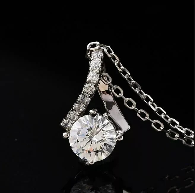 3 Ct Round Cut Diamond Solitaire Pendant Necklaces Solid 14K White Gold Finish