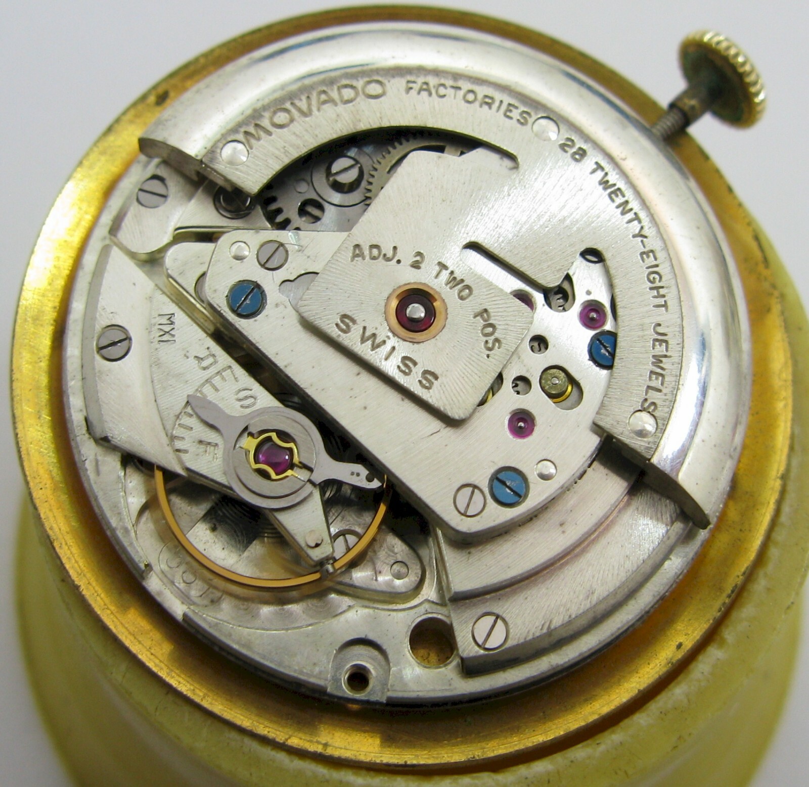 Movado kingmatic 531 28 j. 2 adj. automatic watch movement & dial for parts …