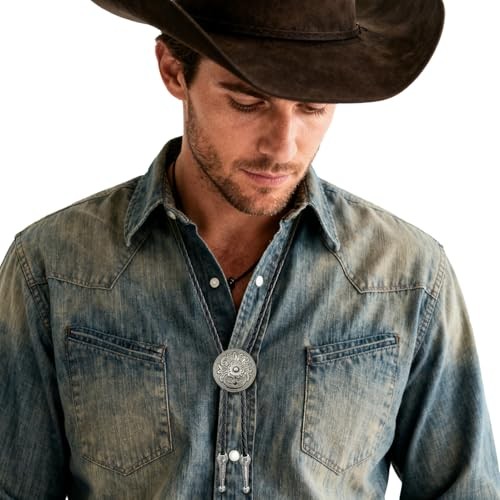 2 Packs Bolo Tie for Men – Vintage Western Cowboy Costume Flower Polo Tie