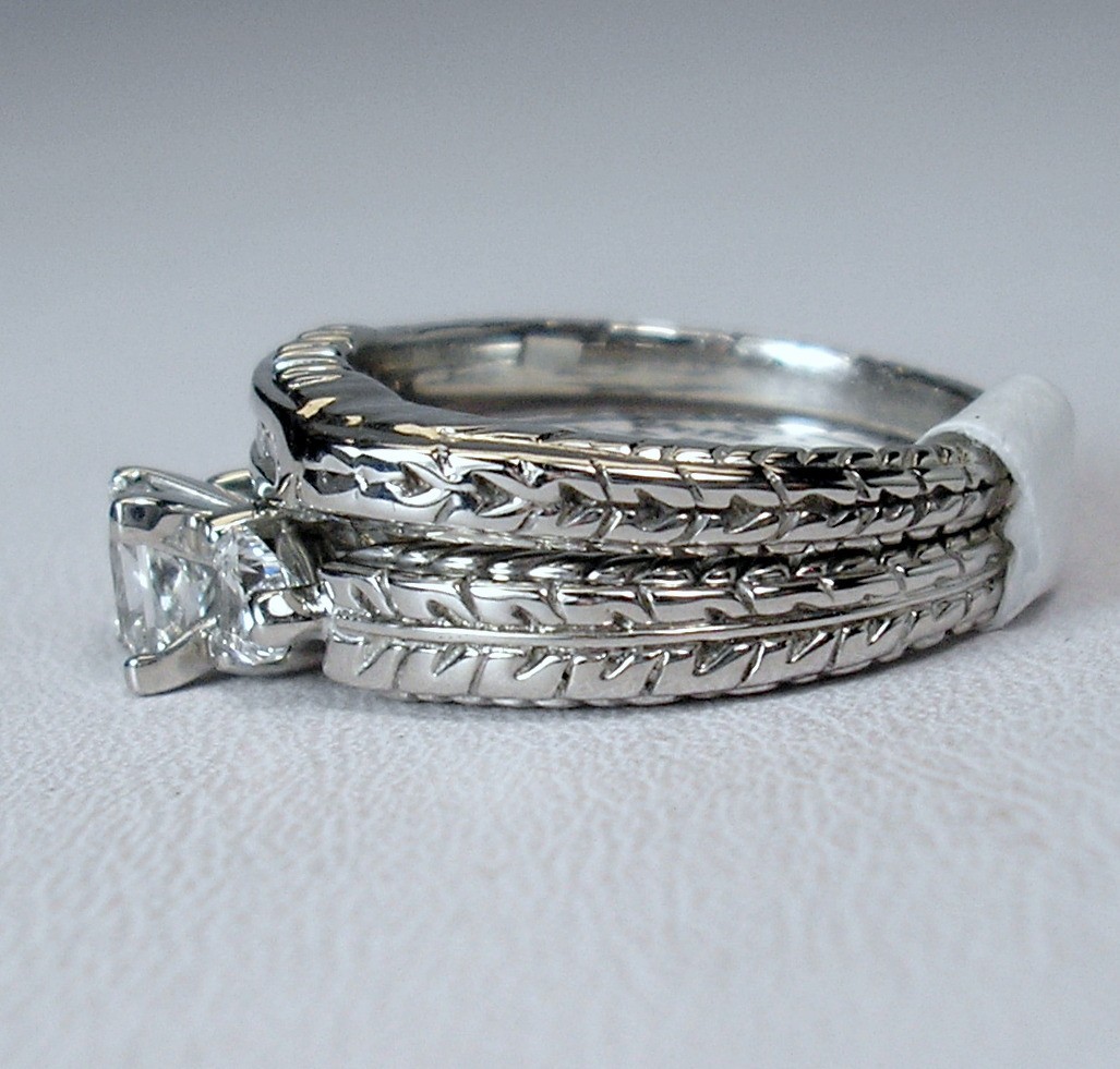 0.57 ct Princess Ct 1.01 ctw Natural Diamonds 14K White Wed Set Was $4,595 Video