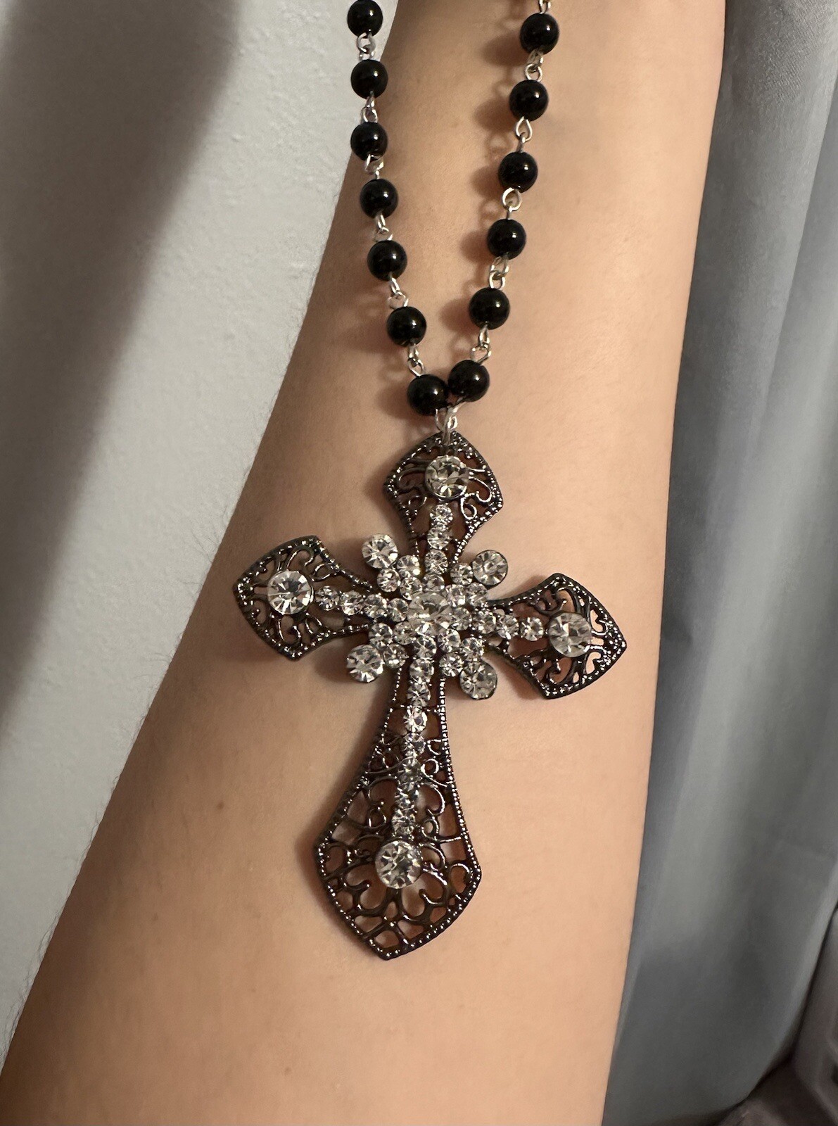 Statement Cross Necklace Choker Vampire Rosary Goth Punk Retro Big Victorian