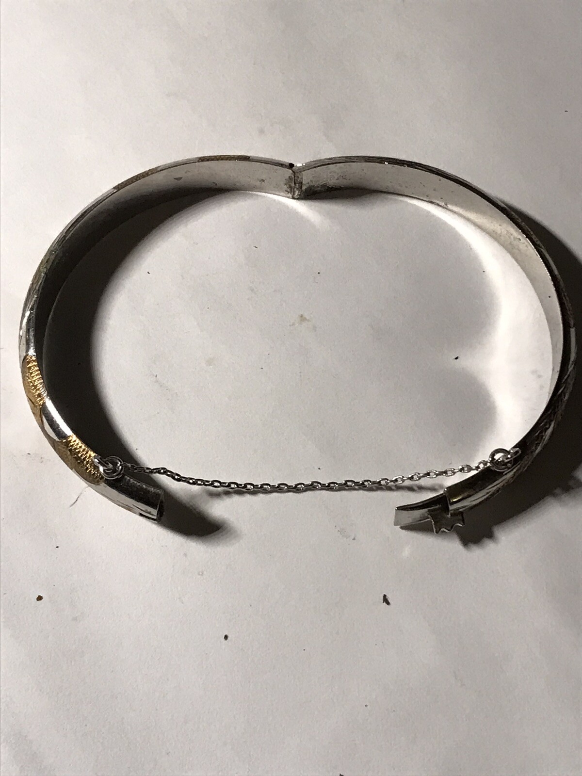 Kids victorian Sterling silver bangle Jewelry With Safety Chain 2.5”