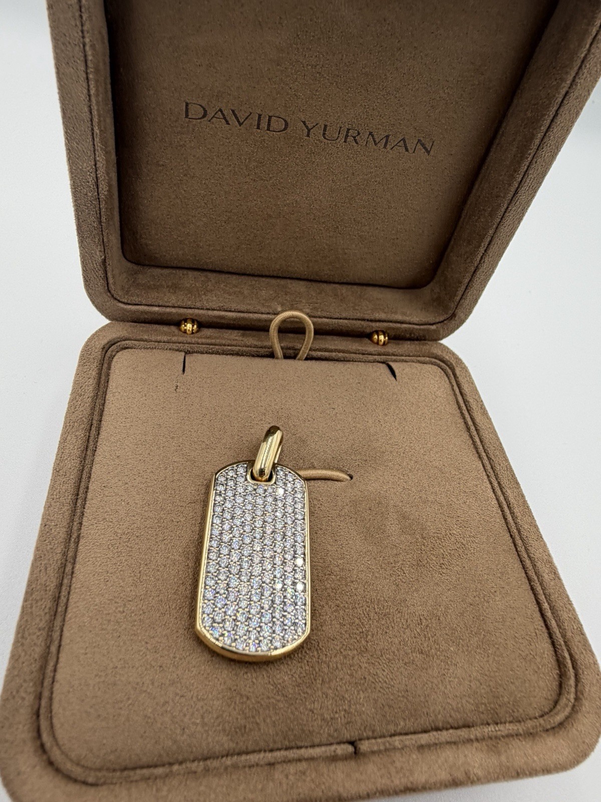 David Yurman Chevron Tag in 18K Yellow Gold with Diamonds 35mm