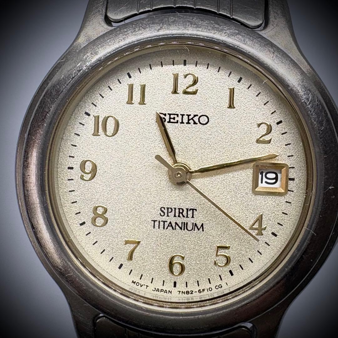 SEIKO SPIRIT Titanium Ladies Watch, Gold Dial, Working Condition, New Battery Re