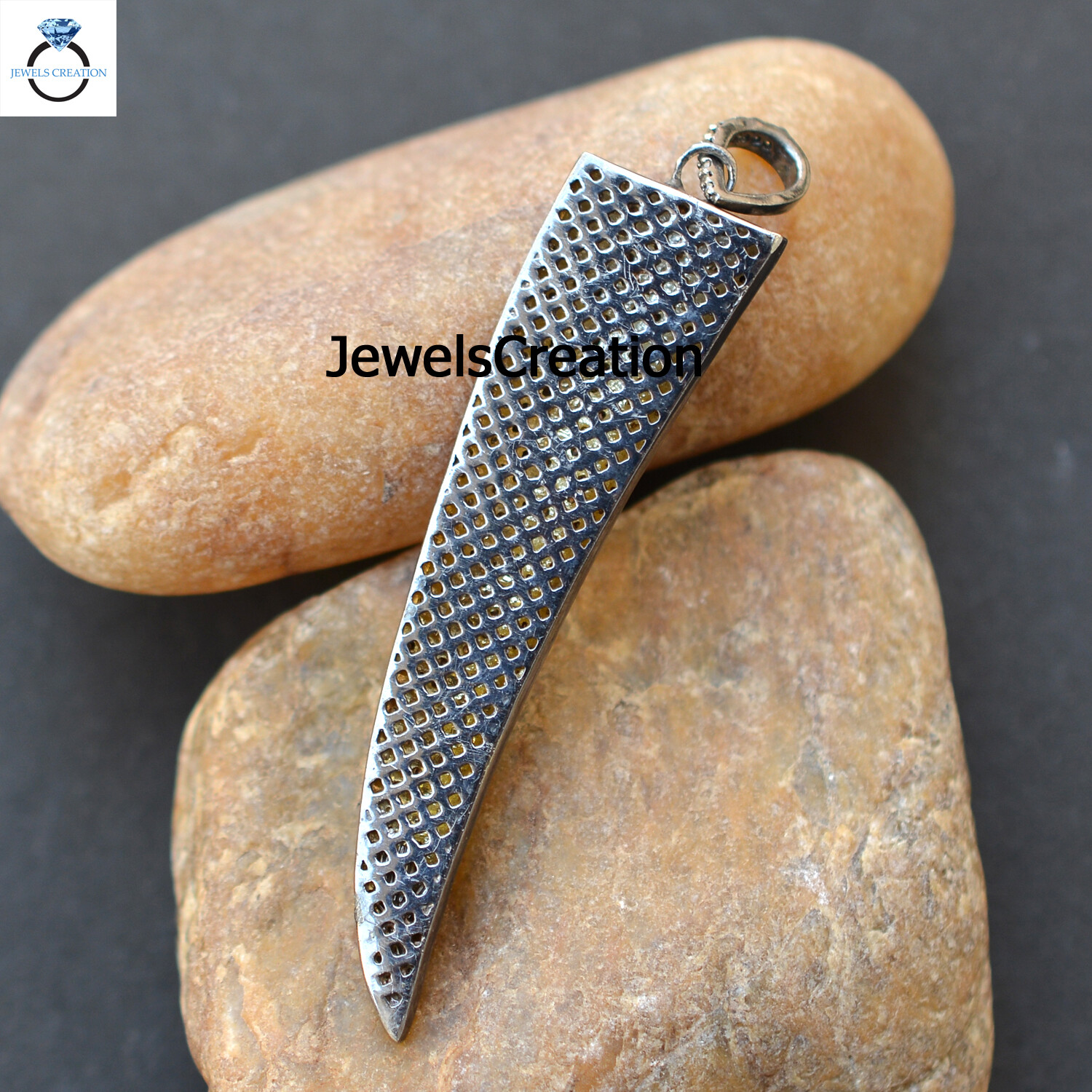Sale!! Diamond Horn Pendant 925 Sterling Silver Pendant 16″ Link Chain Jewelry
