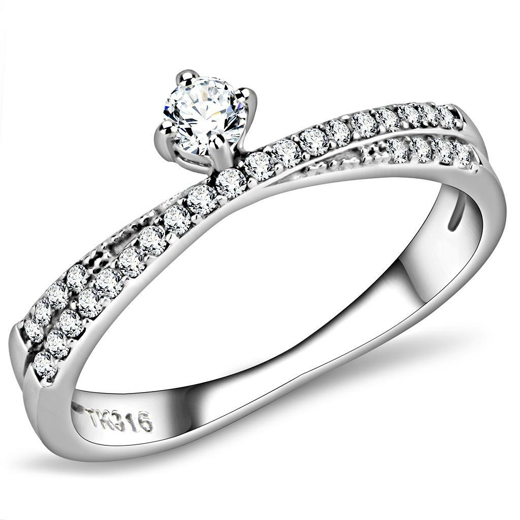 DA153 – High polished (no plating) Stainless Steel Ring with AAA Grade CZ in