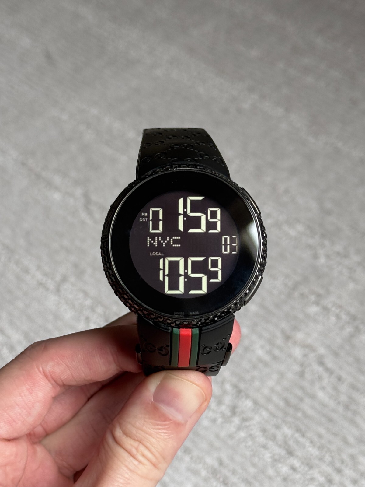 Custom Black Full Digital I Gucci Black Diamond Watch 2.50 CT (Needs New Band)