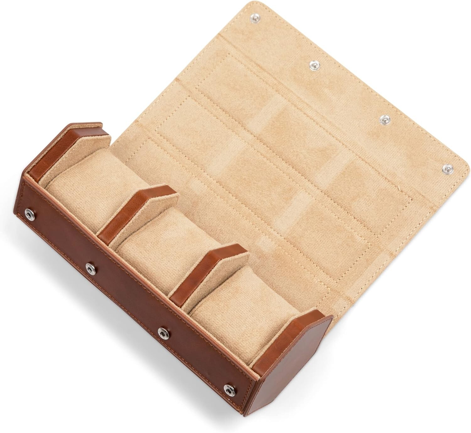 Prism Genuine Full Grain Leather Watch Case – 3 Watch Roll Travel Case
