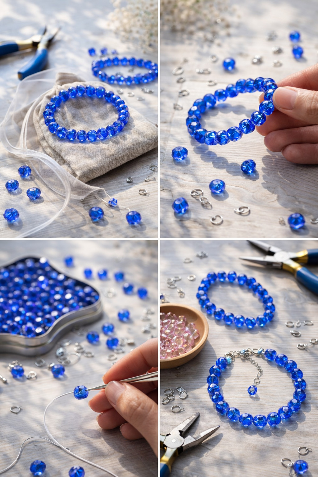 Crystal Beads 8mm Beads for Jewelry Making Bulk 180 pcs Navy Blue Roundelle