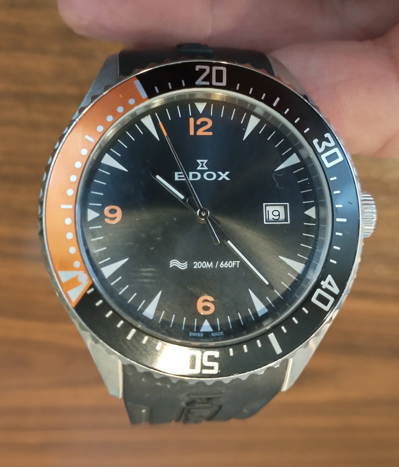 EDOX Quartz Watch Analog Silicone Dial Color Black Silver C1 Delphin Diver 200M