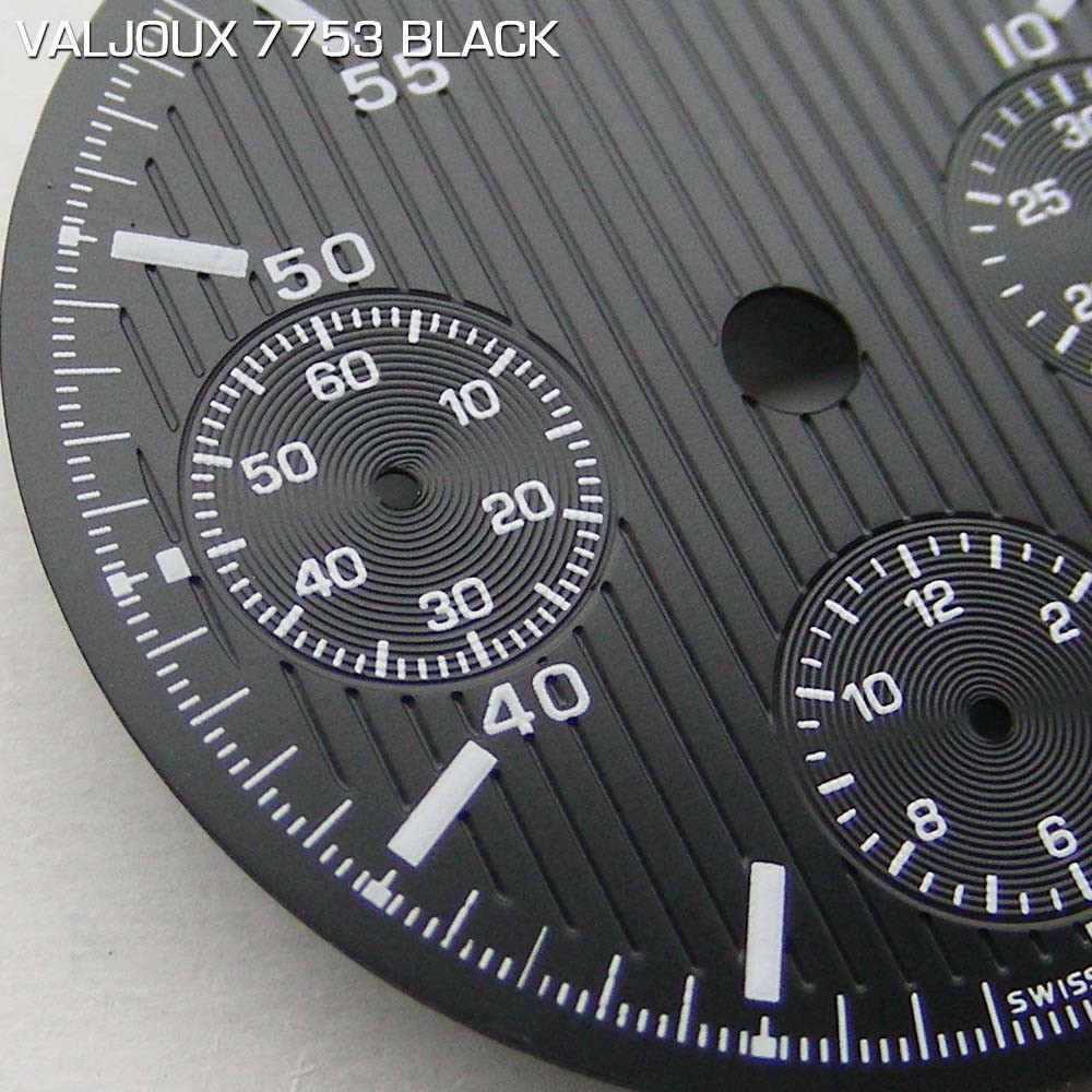 DIAL MOVEMENT ETA VALJOUX 7753, Ø 29.5 MM, DATE, BLACK OR SILVER , PINESTRIPES