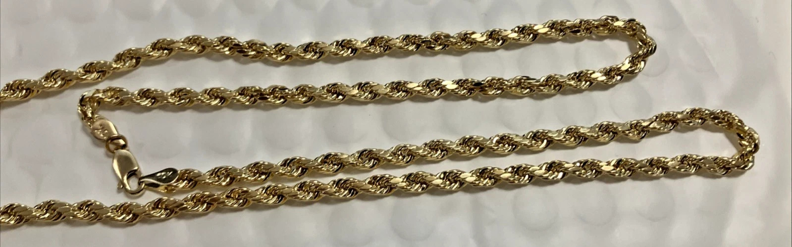 10kt Real Gold SemiSolid/Hollow Rope Necklace 6.9grams 4mm 24″ GND Brand NWT 10K
