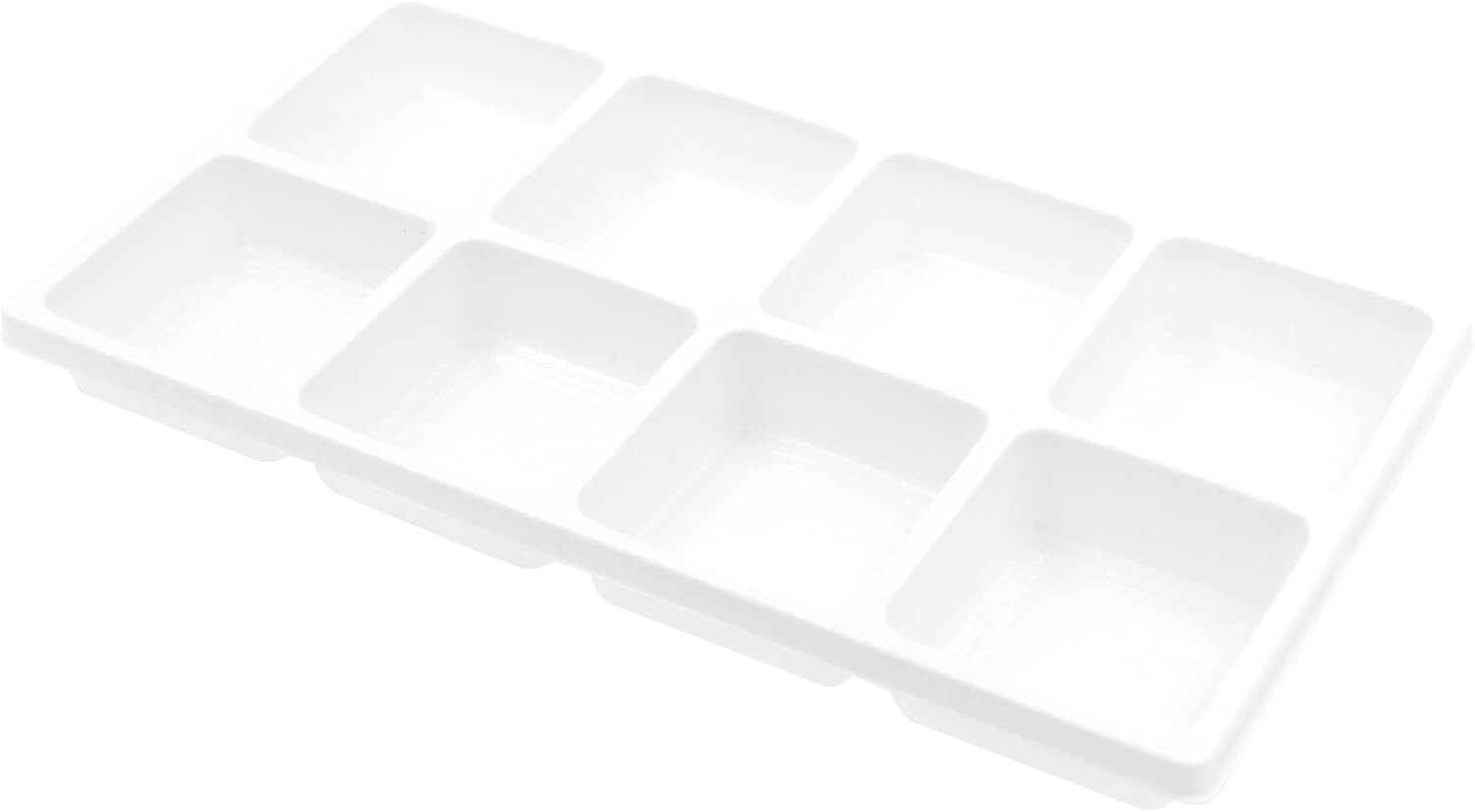 12 Tray Inserts 8 Compartment Liners White Jewelry Plastic 14″ x 7 ½” x 1 3/8 “