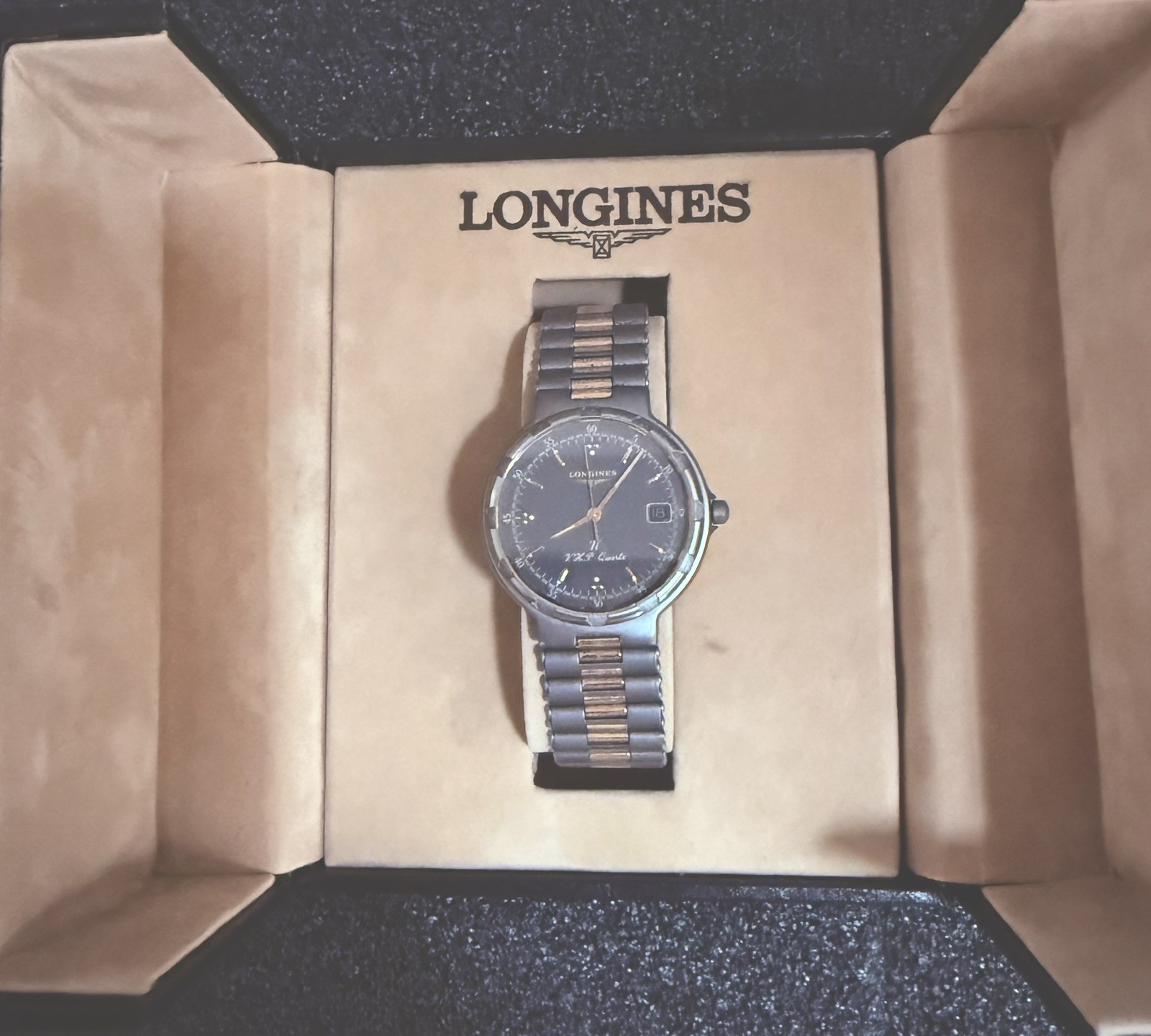 Longines Conquest VHP Titanium Quartz Gray Gold Watch