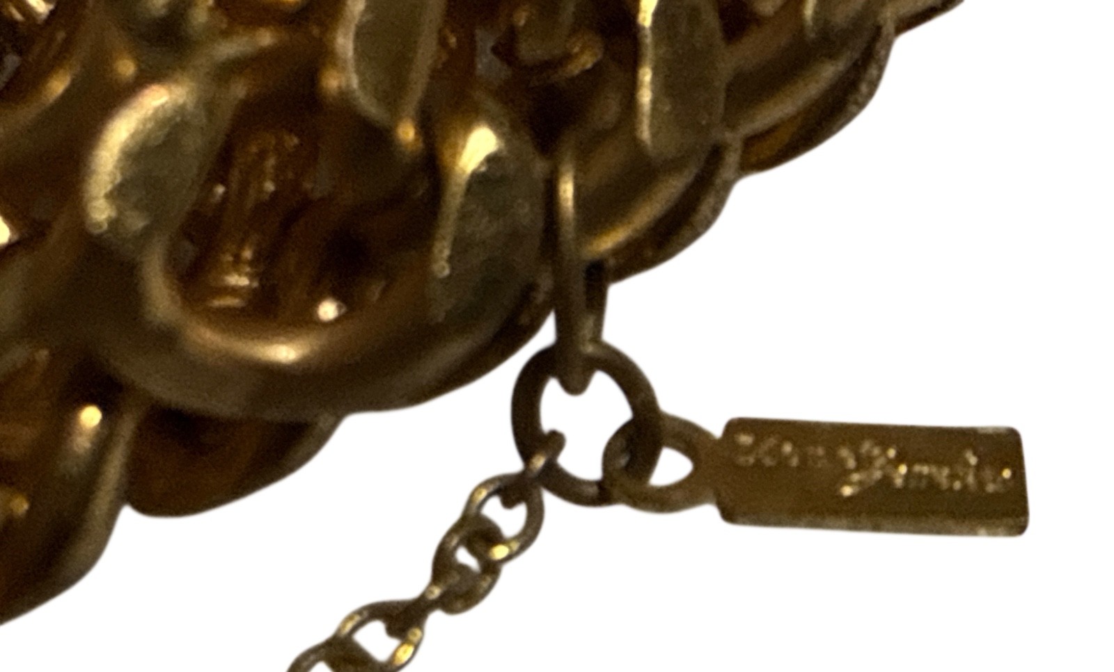 Vintage Signed Monet Gold Tone 4 Strand Chain Bracelet with safety chain 7″ EUC